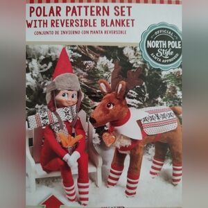 Festive Polar Pattern Set with Reversible Blanket - Red and White